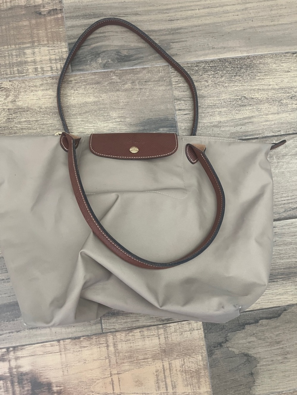 Classic Beige Tote with Brown Trim - Women's Shoulder Bag